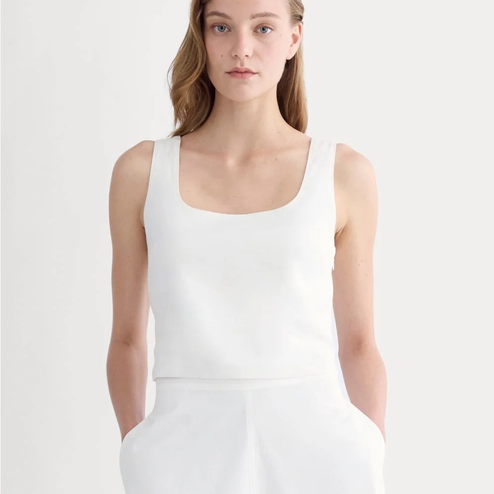 Everlane The Square Tank in Stretch Linen - White - Size 4 - NWT